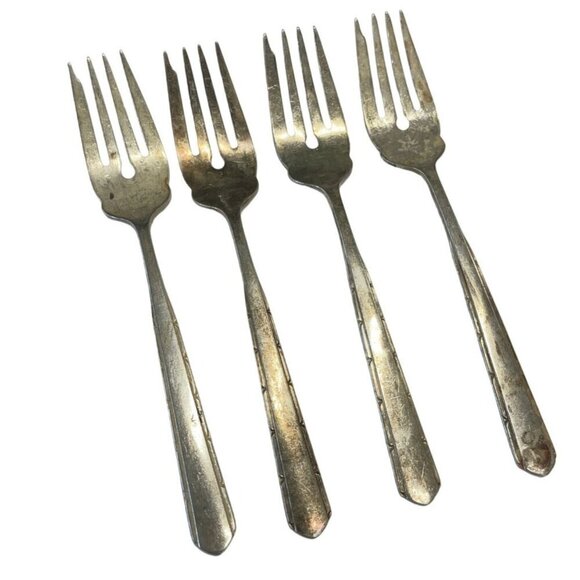 Salad Fork Remembrance Gorham Silver (Silverplate 1930) Set of 4 - Picture 1 of 8